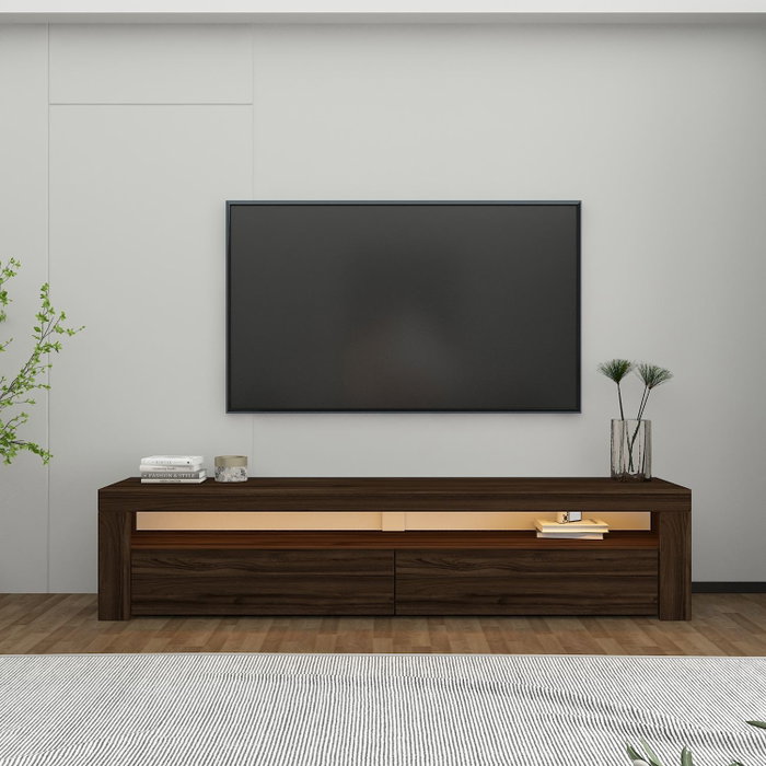 Hanah Home Soporte para TV Nogal con Luces LED Hanah Home Soporte para TV Nogal con Luces LED